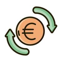 euro geld wisselen zakelijke financiële investeringslijn en vulpictogram vector