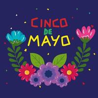 cinco de mayo poster met bloemendecoratie vector