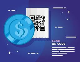 scan qr-code met munt vector