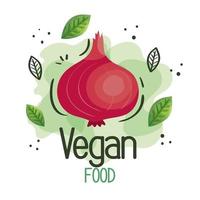 vegan food poster met ui en bladeren vector