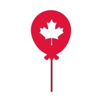 canada day ballon met esdoornblad decoratie platte stijlicoon vector