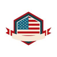 gelukkige onafhankelijkheidsdag Amerikaanse vlag schild gedenkteken nationale banner vlakke stijlicoon vector