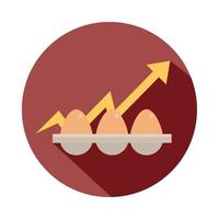 eieren gevogelte product pijl omhoog stijgende voedselprijzen blok stijlicoon vector