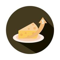 kaas ingrediënt product markt groei pijl stijgende voedselprijzen blok stijlicoon vector