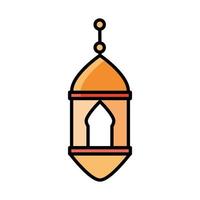 lantaarn ornament eid mubarak islamitische religieuze viering lijn en vul icoon vector