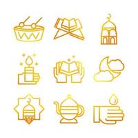 viering ramadan arabisch islamitisch viering gradiënt lijn iconen set vector