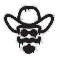 graffiti cowboy hoed, snor en zonnebril met zwart verstuiven verf vector