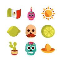 cinco de mayo decoratie evenement Mexicaanse pictogrammen set vector