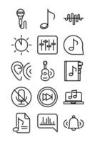 geluid audio volume muziek lijnstijl iconen set vector