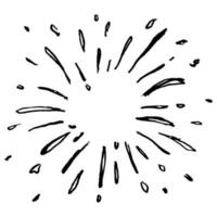 hand- getrokken van tekening vuurwerk, zonnestraal, vuurwerk, explosie set. tekening ontwerp element. vector illustratie