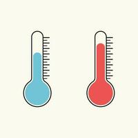 een blauw en rood thermometer met een rood en blauw thermometer Aan het. vector