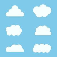 tekenfilm wit wolken icoon reeks geïsoleerd Aan blauw vector
