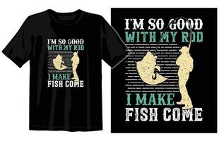 visvangst t overhemd ontwerp vector, wijnoogst visvangst t-shirt grafisch illustratie, visvangst vector