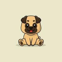 vector schattig baby mopshond hond tekenfilm zittend icoon illustratie.