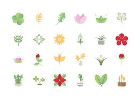 bloem gebladerte decoratiopn natuurlijke bloemen botanische pictogrammen set vector