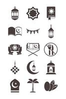 ramadan arabisch islamitisch viering icon set silhouet stijlicoon vector