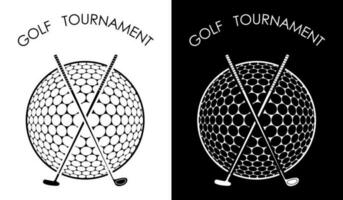 symbool, embleem van golf club met bal voor wedstrijd. golfspeler sport- apparatuur. actief levensstijl. vector