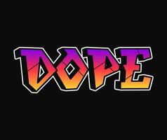 dope - single woord, brieven graffiti stijl. vector hand- getrokken logo. grappig koel trippy woord dope, mode, graffiti stijl afdrukken t-shirt, poster concept