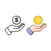 hand- Holding munt vector icoon in betekenis inkomen