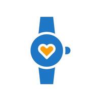 SmartWatch liefde icoon solide blauw oranje stijl Valentijn illustratie symbool perfect. vector