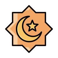 eid mubarak islamitisch religieus ornament maan ster lijn en vul icoon vector