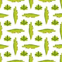 naadloos patroon met schattig wild groen krokodillen. vector