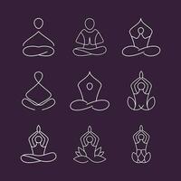 minimalistische yoga poses menselijk lijn kunst logo verzameling. yoga meditatie logo illustratie vector. vector