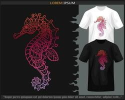 helling kleurrijk zeepaardje mandala kunsten geïsoleerd Aan zwart en wit t shirt. vector