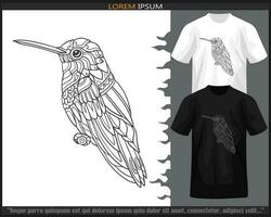 neuriën vogel mandala kunsten geïsoleerd Aan zwart en wit t-shirt. vector
