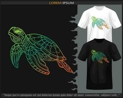 helling kleurrijk zee schildpad mandala kunsten geïsoleerd Aan zwart en wit t shirt. vector