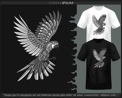 monochroom ara vogel mandala kunsten geïsoleerd Aan zwart en wit t shirt. vector