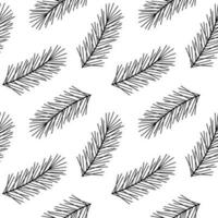naadloos patroon met naald- takjes. lineair vector illustratie van Spar Afdeling. zwart en wit net achtergrond.
