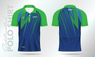 blauw groen sublimatie polo overhemd mockup sjabloon ontwerp voor badminton Jersey, tennis, voetbal, Amerikaans voetbal of sport uniform vector