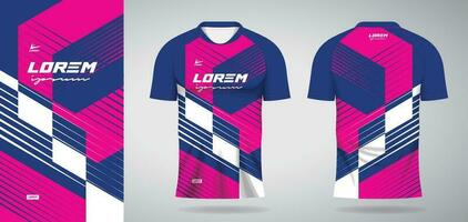 blauw roze sport- Jersey sjabloon voor voetbal uniform overhemd ontwerp vector