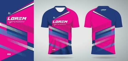 blauw roze sport- Jersey sjabloon voor voetbal uniform overhemd ontwerp vector