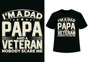 ik ben een vader papa en een veteraan t-shirt vector