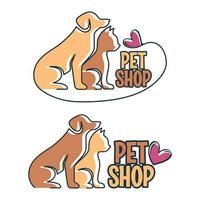 hond en kat schattig huisdier logo. veterinair kliniek logo vector