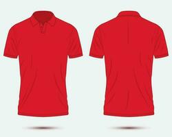 rood polo overhemd mockup voorkant en terug visie vector