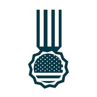 gelukkige onafhankelijkheidsdag Amerikaanse vlag medaille viering silhouet stijlicoon vector