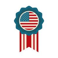 gelukkige dag van de onafhankelijkheid Amerikaanse vlag medaille insignes ontwerp platte stijlicoon vector