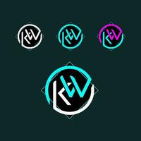 kw modieus brief logo ontwerp met cirkel vector