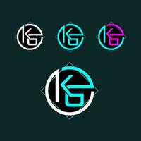kg modieus brief logo ontwerp met cirkel vector