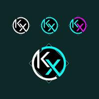 kx modieus brief logo ontwerp met cirkel vector