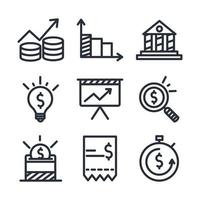 economie en financiën lijn stijl icon set vector design