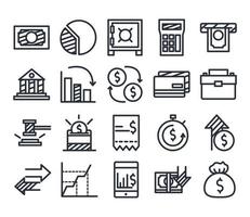 economie en financiën lijn stijl icon set vector design