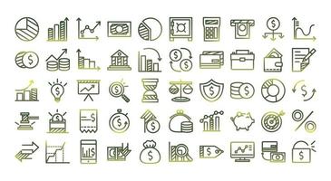 economie en financiën gradiënt stijl icon set vector design