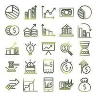 economie en financiën gradiënt stijl icon set vector design