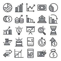 economie en financiën lijn stijl icon set vector design