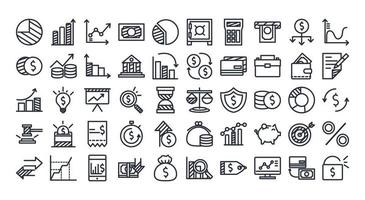 economie en financiën lijn stijl icon set vector design