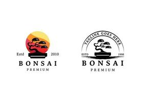 bonsai logo ontwerp silhouet icoon vector